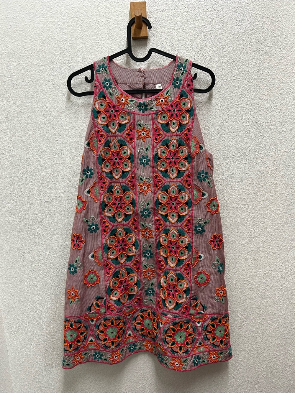 Anthropologie Pink Beaded Embellished Mini Dress